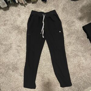 Figs Black High Waisted Yola Skinny Scrub Pants, Size Large